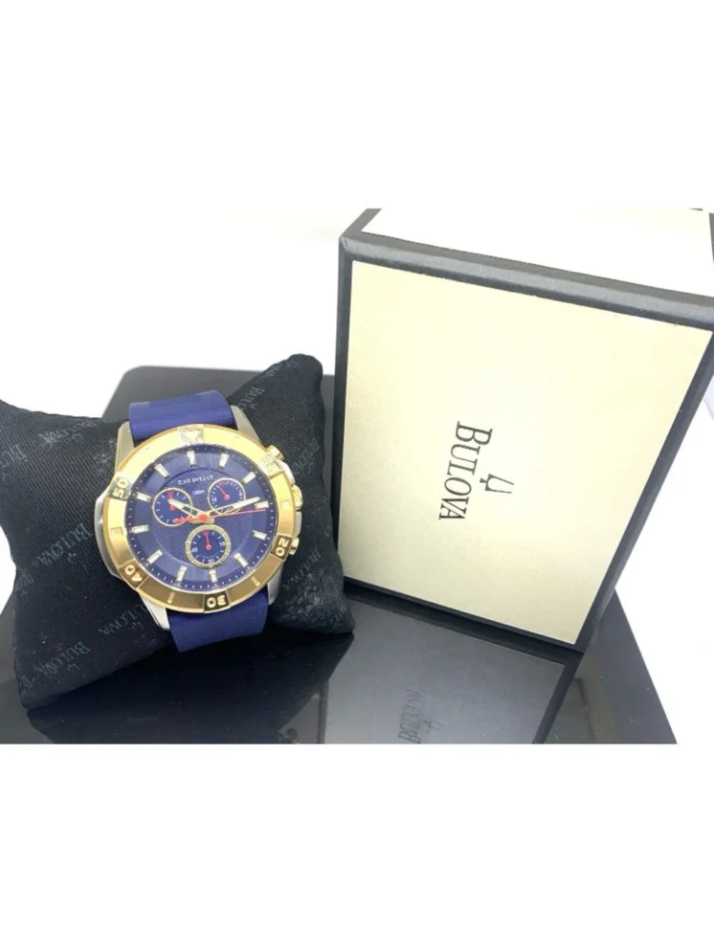 Caravelle Bulova Men's Watch 45B161 Aqualuxx Quartz Chronograph Blue Dial 44mm